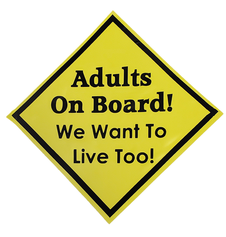 Adults On Board Vinyl Decal 5"x5"