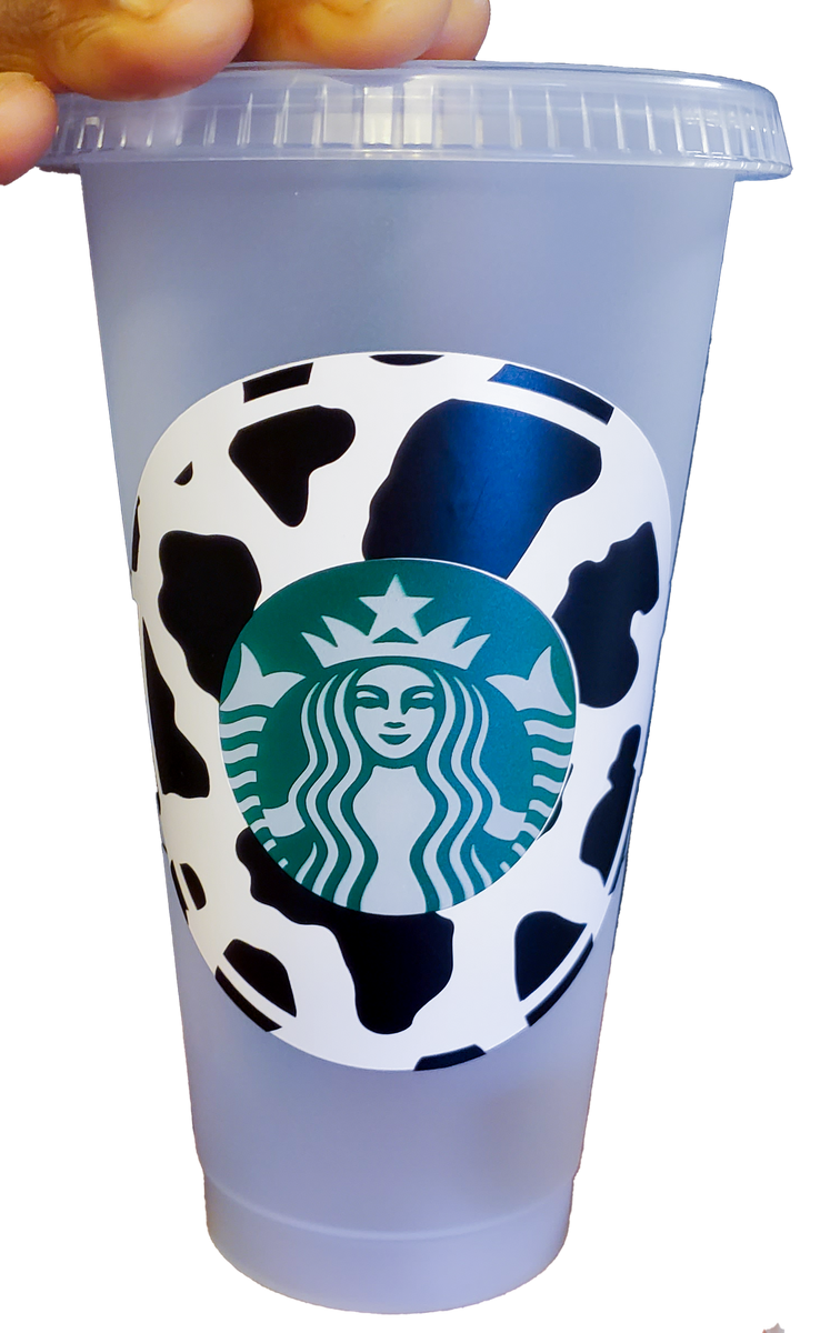 24oz Genuine Cow Print Reusable Starbucks Cold Coffee Cup –  roseandbearofficial