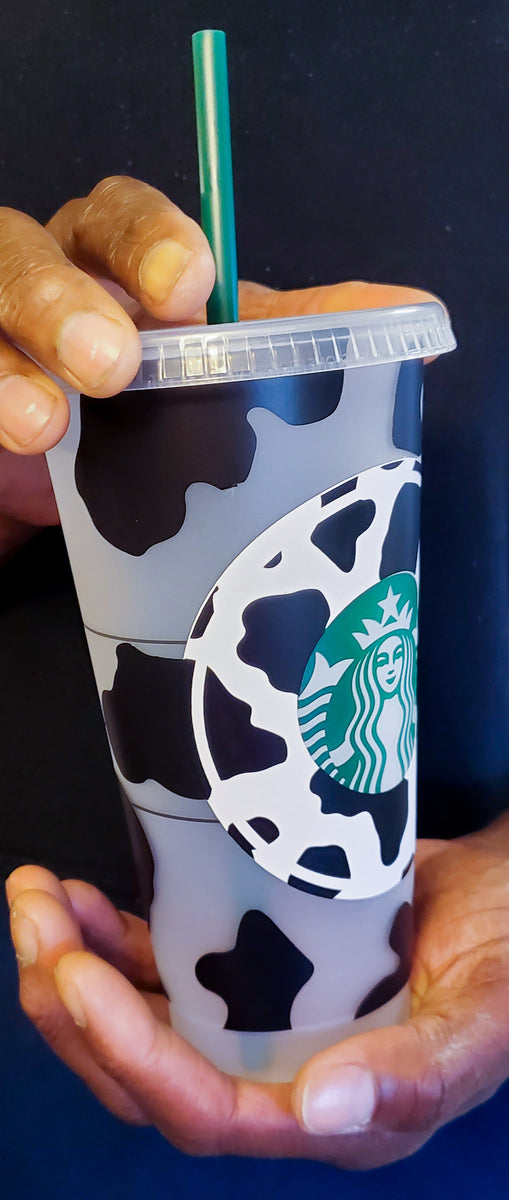 24oz Genuine Cow Print Reusable Starbucks Cold Coffee Cup –  roseandbearofficial