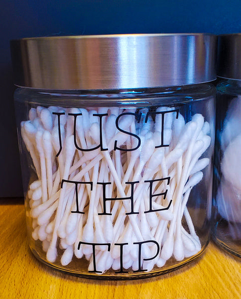 Funny Q-Tip and Cotton Ball Glass Storage Jars