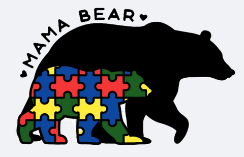 Mama Bear/Papa Bear Autism Awareness Vinyl Decal 7"x5"