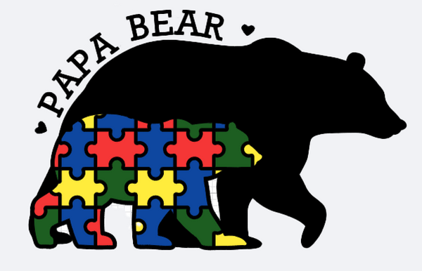Mama Bear/Papa Bear Autism Awareness Vinyl Decal 7"x5"