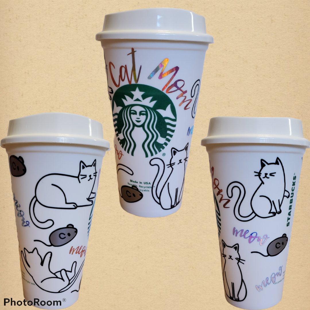 Hello Cat Custom Cute Kitty Design 24 Oz Reusable Starbucks 