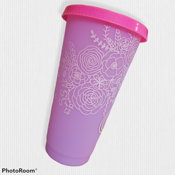 Floral Lace 24oz Color Change Cold Cup